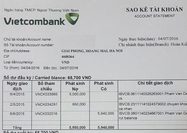 Mẫu đơn xin sao kê tài khoản ngân hàng Vietcombank. Tải về và hướng dẫn