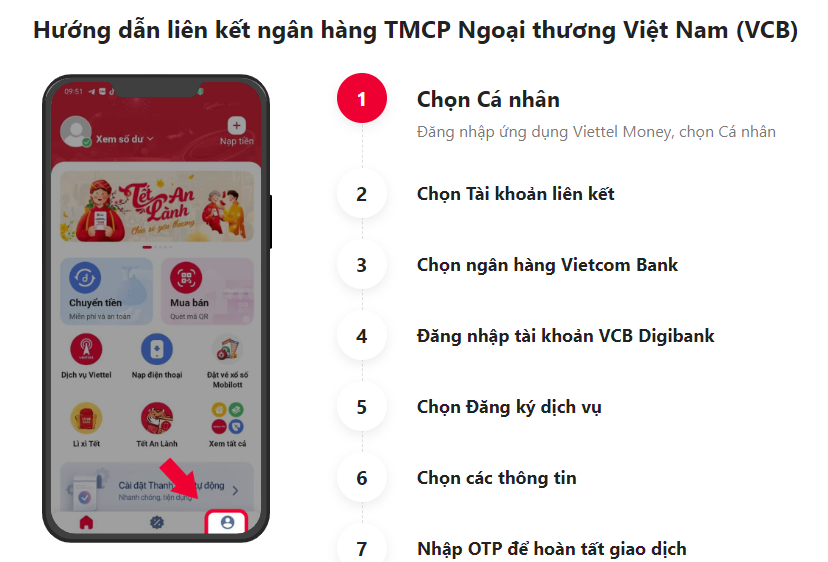cach-lien-ket-viettel-money-voi-ngan-hang-vietcombank