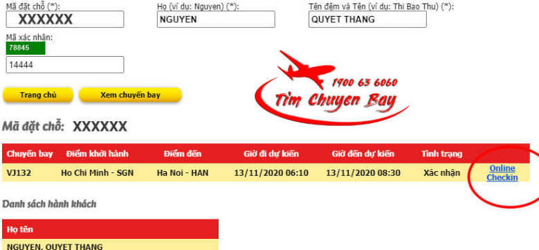 Check in online Vietjet air