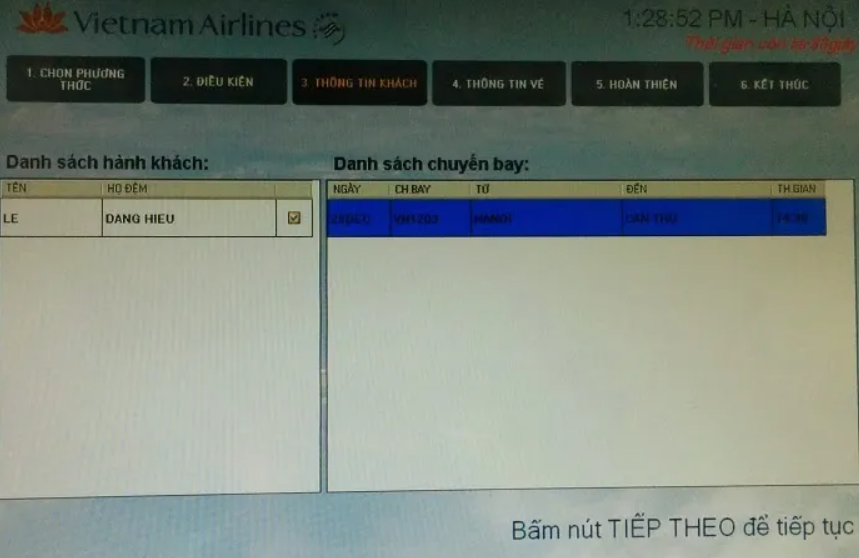 Cách checkin tại Kiosk Vietnam Airline