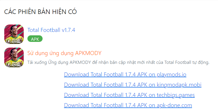 Cách tải Total Football hack MOD APK