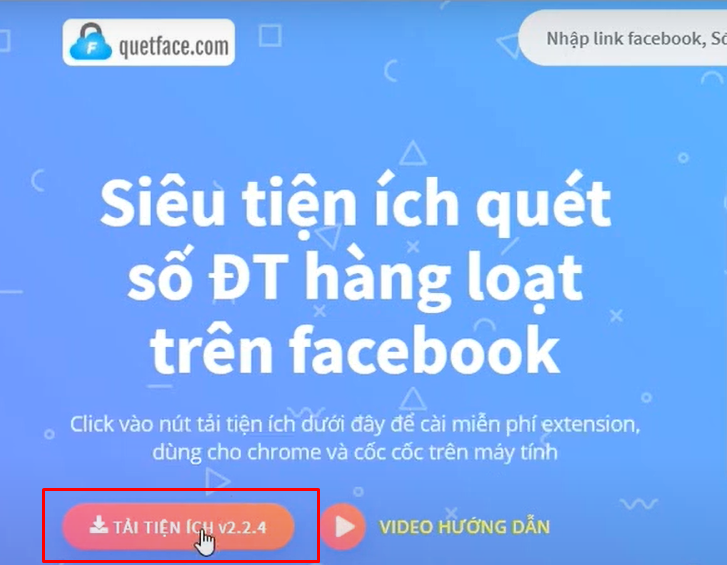 Quetface - Tool quét số điện thoại Facebook miễn phí 