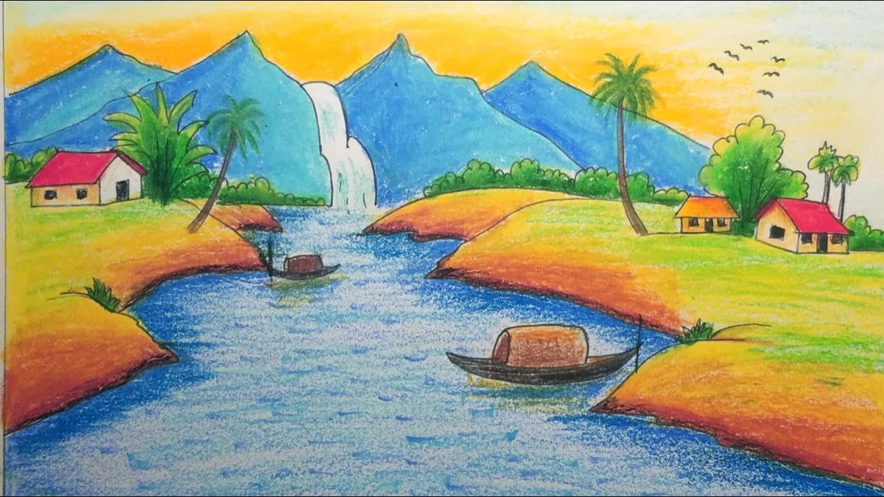 ART34  Vẽ tranh phong cảnh với màu nước Poster colorEasy Landscape  Painting for beginners  YouTube  Phong cảnh Màu nước Phong cảnh màu nước