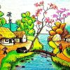 Hướng dẫn vẽ tranh phong cảnh quê hương đơn giản mà đẹp nhất bằng bút chì, màu nước 2024