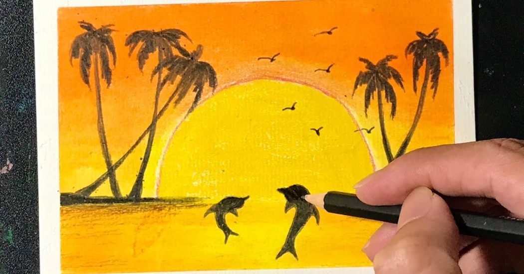 Oil pastel drawing  Cách vẽ phong cảnh bằng màu sáp dầu 07  YouTube  Phong  cảnh Bảng màu Crayon
