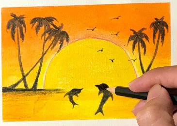 Cách vẽ tranh phong cảnh biển hoàng hôn đơn giản đẹp nhất bằng bút chì, màu nước 2023