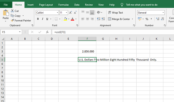 Hàm đọc USD sang tiếng Việt trên Excel