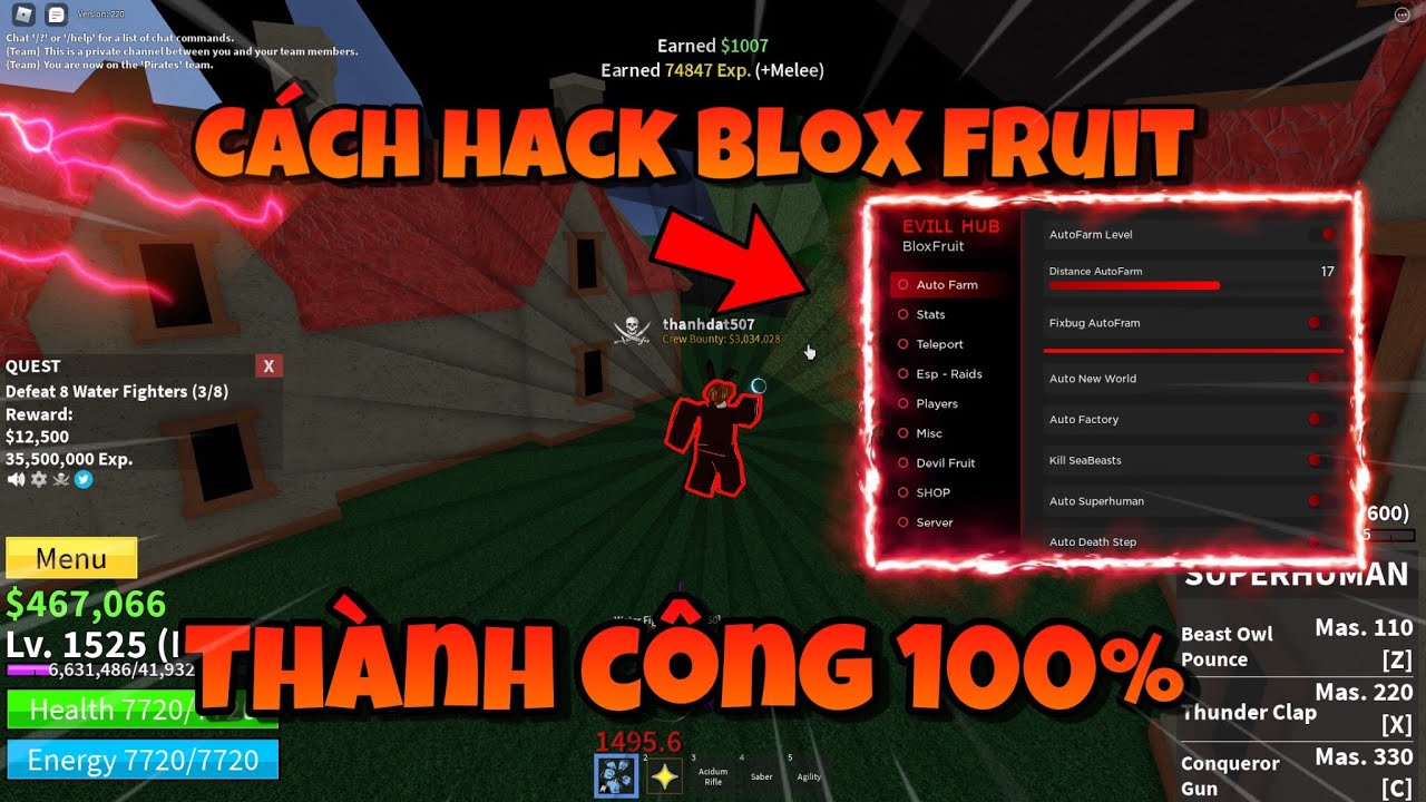 cách hack level trong blox fruit
