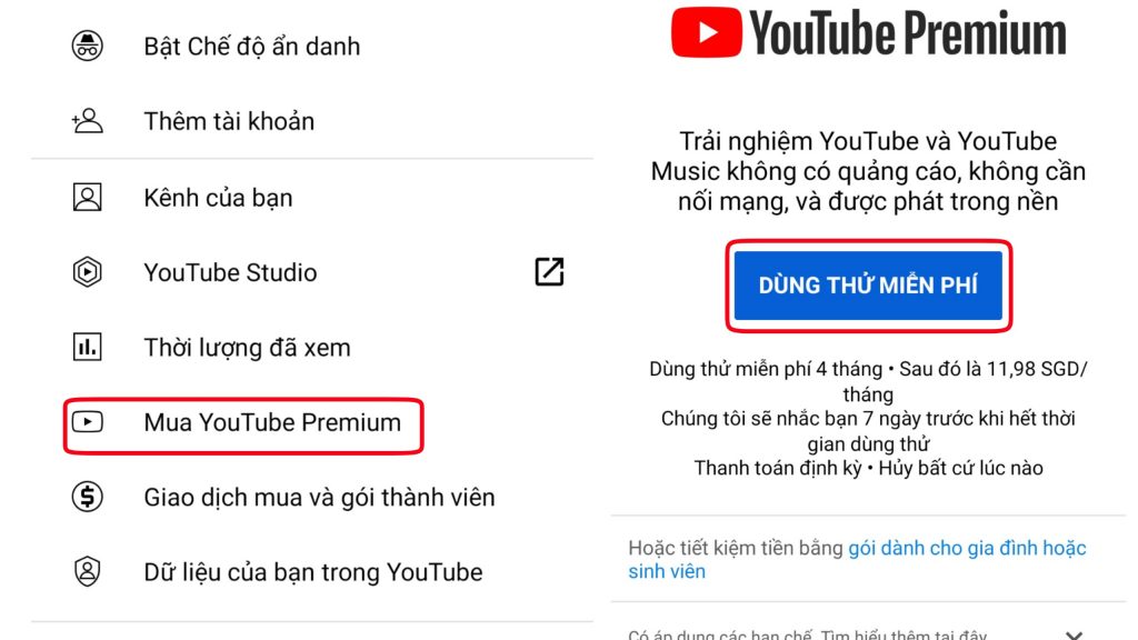 Cách đăng ký tài khoản Youtube Premium