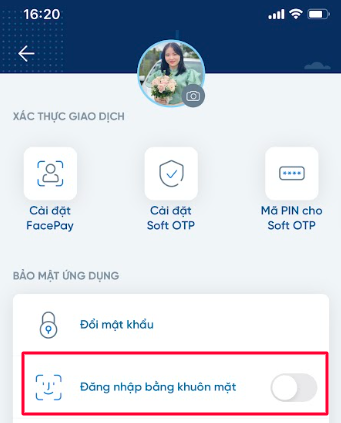Cách tắt xác thực đăng nhập bằng khuôn mặt Vietinbank