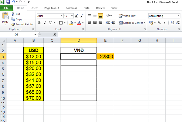  Hàm chuyển đổi ngoại tệ trong Excel