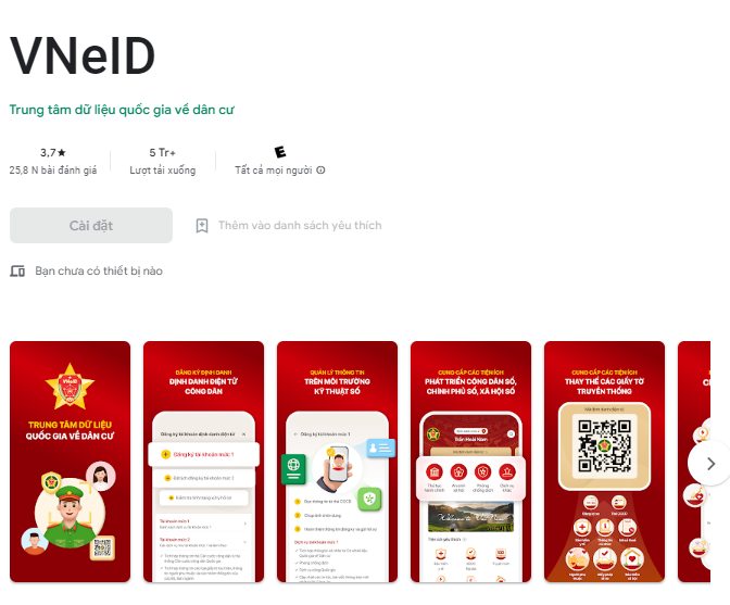 Tải app VNeID trên điện thoại