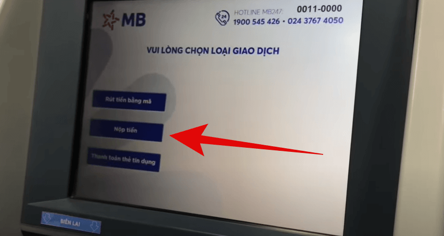 Cách tạo bill chuyển tiền MB Bank tại máy ATM