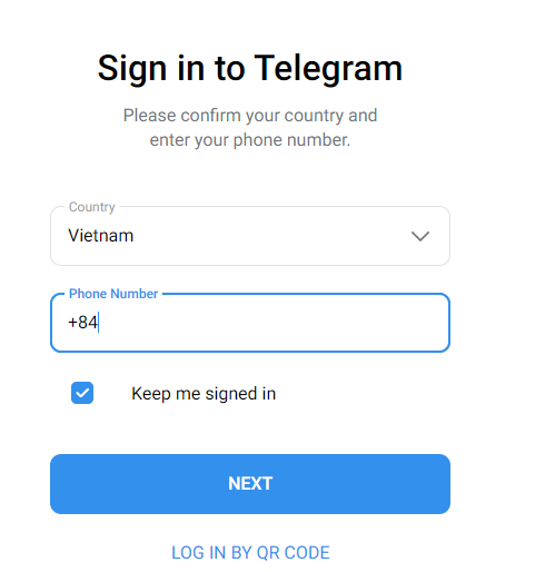 Telegram web đăng ký 
