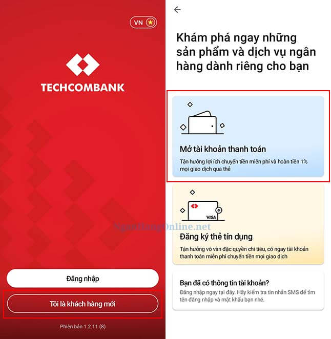 Cách mở số tài khoản Techcombank theo số điện thoại online 2