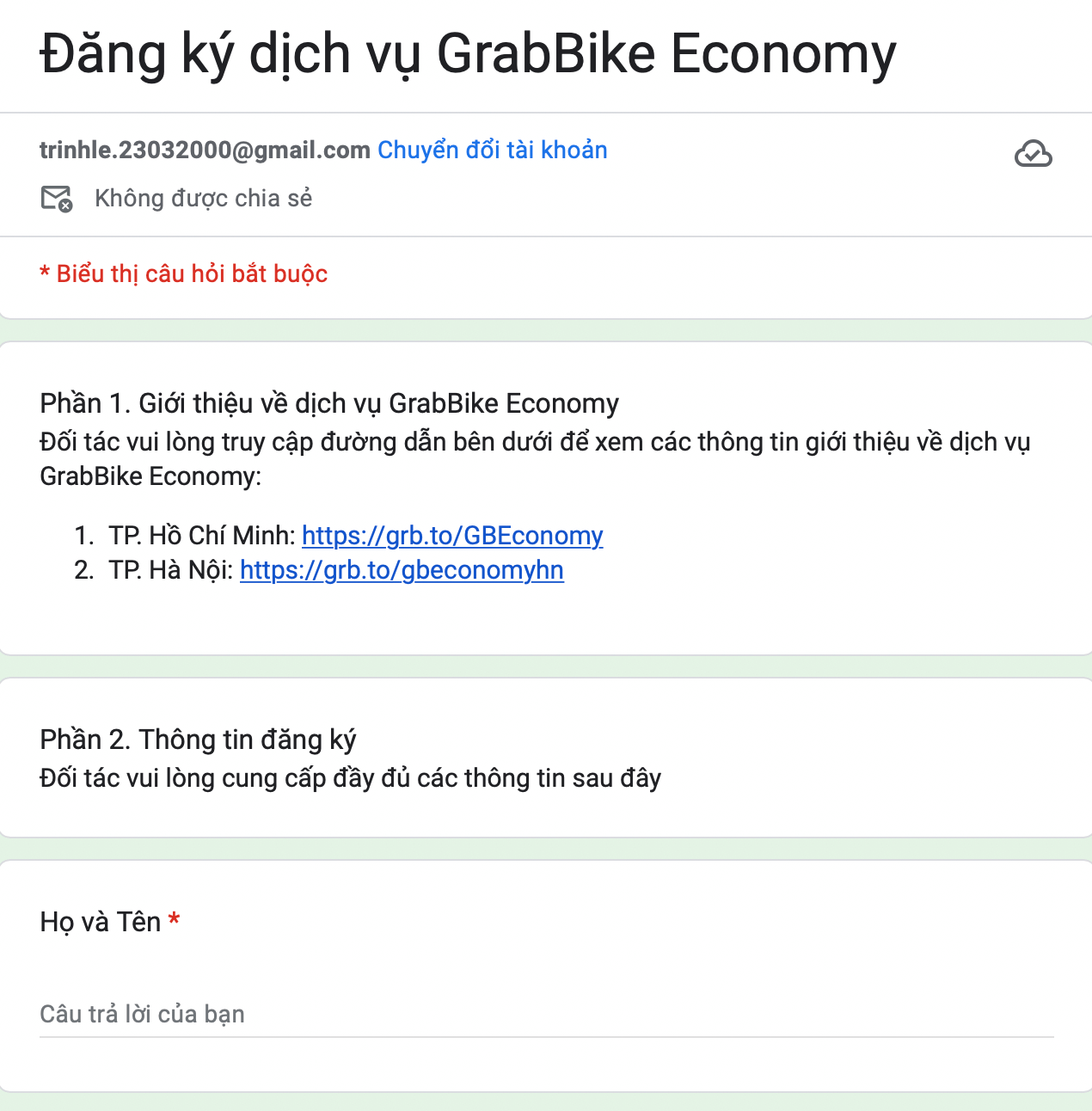 Cách đăng ký chạy GrabBike Economy - Bước 3