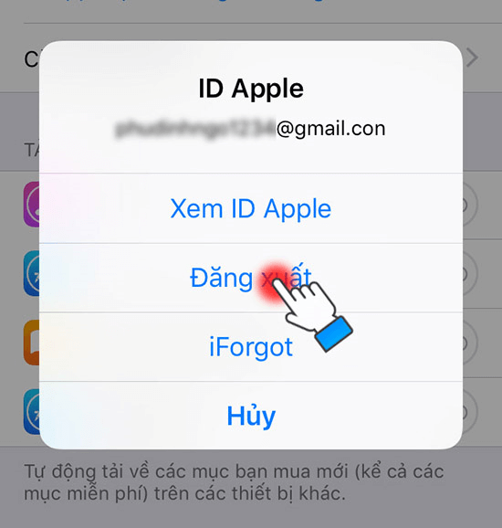Cách khắc phục lỗi ID Apple mới không tải được ứng dụng trên AppStore - Đăng xuất Apple ID và đăng nhập lại