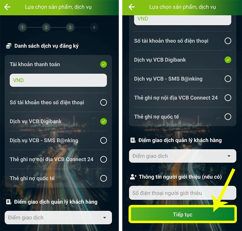 Cách mở tài khoản Vietcombank online trên app điện thoại