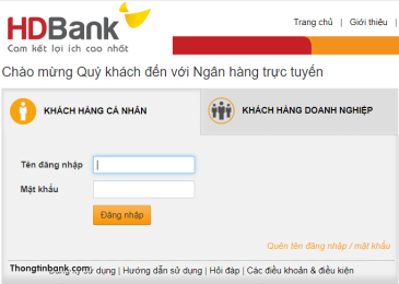 Mở khoá tài khoản HD Bank bằng Internet Banking