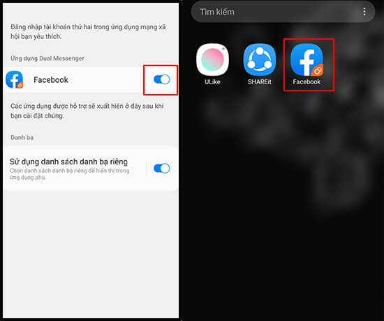 Cách dùng 2 tài khoản Facebook trên điện thoại Samsung