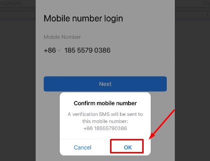 Nhập số điện thoại để đăng nhập Wecom