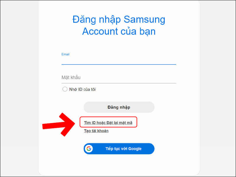 Đăng nhập SamSung account bằng ID - Bước 2