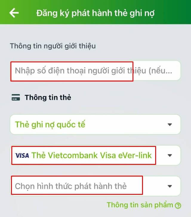 Cách phát hành thẻ Vietcombank Visa eVer Link