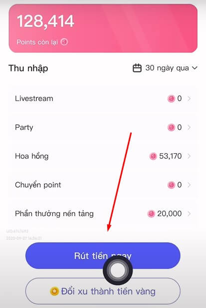 Cách rút tiền trên app Poppo Live về ví USDT 