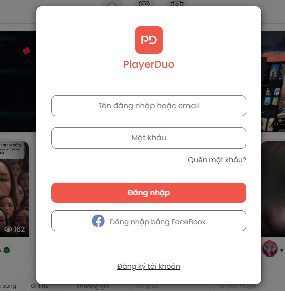 đăng nhập PlayerDuo