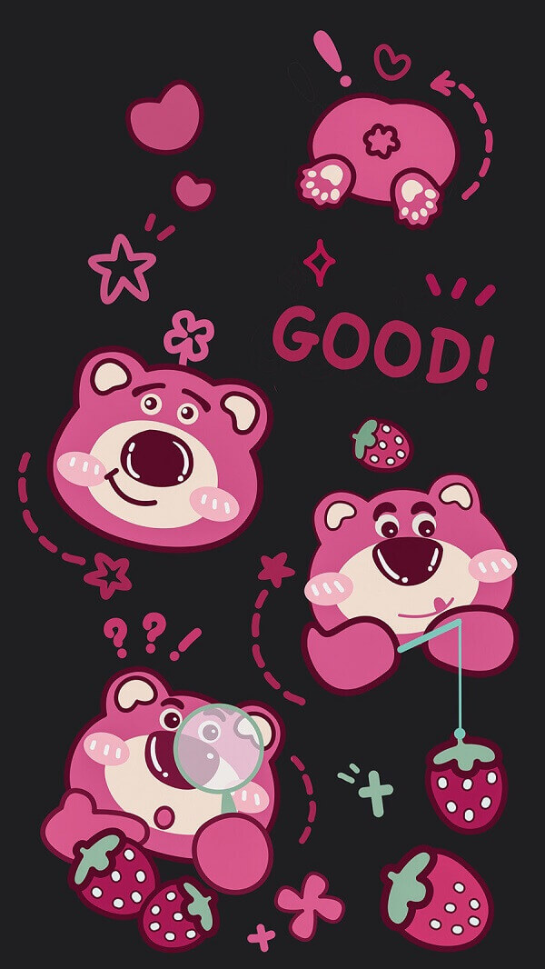 Hình nền gấu dâu cute cho điện thoại